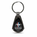 Ipick Image Made Black Dome Shinning Dark Gunmetal Metal Teardrop Key Chain With Logo For Ford Mustang Tri-bar