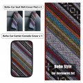 3 Pcs Boho Car Accessories With 2 Bohemian Seat Belt Shoulder Strap Protector Cover And A Center Console Armrest Box Pad Ethnic