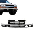 Carpartsdepot Front Grille Assembly Grill Mesh Shell Insert With Chrome Center Bar Compatible For 1998-2005 Chevy Blazer S10 