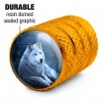 White Wolf Moon Valve Stem Caps For Tire Rim Wheel Yellow Aluminum Schrader Type Air Covers With Rubber O Ring 4 Piece Set