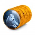 White Wolf Moon Valve Stem Caps For Tire Rim Wheel Aluminum Yellow