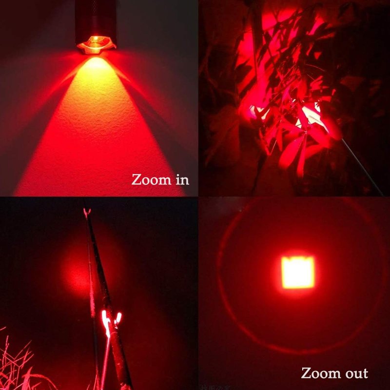 Red Light Flashlight Mini Led Zoomable Single Mode Torch For Hunting Night Observation Astronomy Aviation 3 Pack