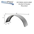 Recpro Trailer Steel Fender 16 Gauge Round And Flat Top Diamond Smooth Design Made In Usa Smooth 10 X 32 13