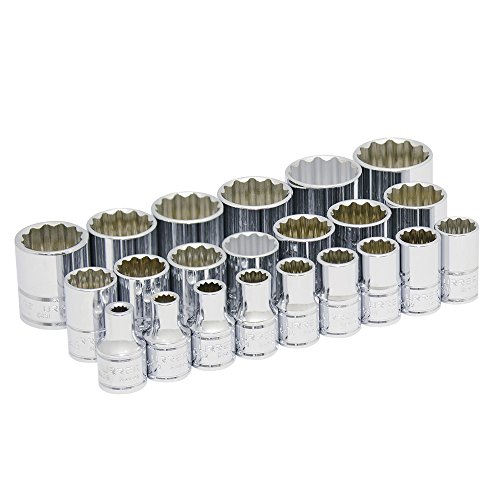 54113 1 2 In Drive 12 Point Chrome Socket Set 22 Piece Alloy Steel Tools