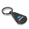 Ipick Image Compatible With Ford F-350 Real Black Carbon Fiber Gunmetal Metal Teardrop Key Chain