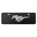 Ford Mustang 3d Logo European Look License Plate Black Half Size Stainless Steel 12 In X 4 25 Official Licensed Bk3 