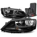 Auto Dynasty Black Housing Clear Corner Headlight Lamps Tool Kit Compatible With Vw Jetta Sedan Mk6 A6 11-17