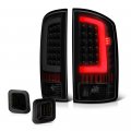 Black Smoke Neon Tube Tail Light Full-led Tinted License Plate Lamp Assembly Replacement Bundle For 2003-2006 Dodge Ram 1500 