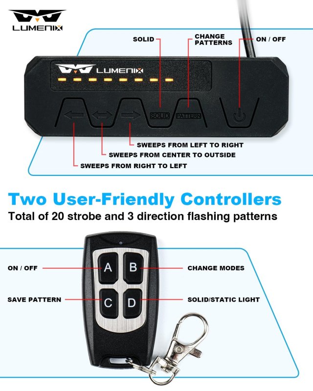 Amber Grille Strobe Light Kit For Trucks 8 Pack High Intensity Led Emergency Warning Lights With Controller Surface Mount Side
