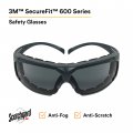 Securefit Safety Glasses With Gray Lens And Frame Removable Foam Gasket Scotchgard Anti Fog Coating Ansi Z87 Sf602sgaf-fm