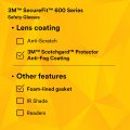 3m Securefit 27341 Foam Grey Scotchgard Anti-fog Lens Plastic Polycarbonate Gray