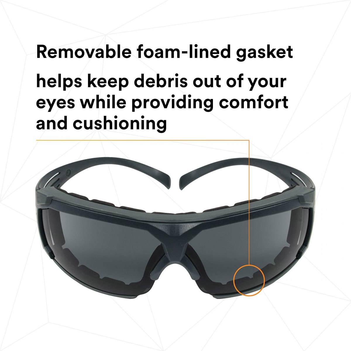 Securefit Safety Glasses With Gray Lens And Frame Removable Foam Gasket Scotchgard Anti Fog Coating Ansi Z87 Sf602sgaf-fm