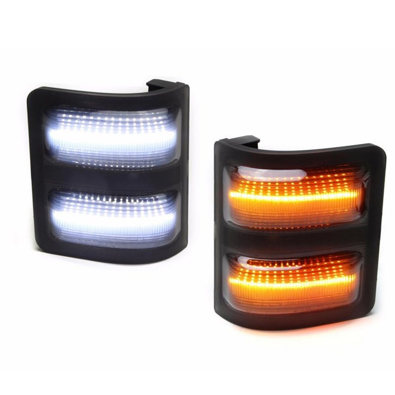 Partsmojo 2pc White Amber Side Mirror Led Lamp Daytime Running Light For 2008 2009 2010 2011 2012 2013 2014 2015 2016 F250 F350