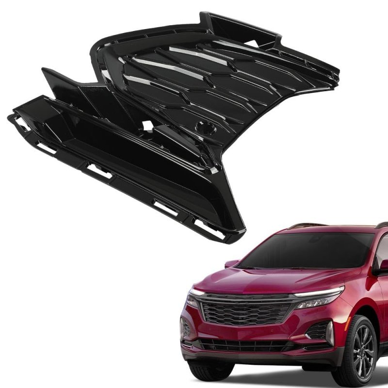 Front Bumper Grill Fog Light Cover With Hole For Chevy Equinox Rs 2021 2022 2023 Left Side Glossy Black Abs Part Number