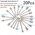 Dtacke 20pcs 3mm Shank Emery Grinding Head Rotary Drill Bit Engraving Abrasive Burrs Polishing Tools