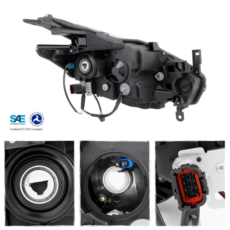 Akkon Fits 2017-2018 Nissan Murano Led Drl Running Projector Chrome Headlight Driver Left Side Replacement 17 18