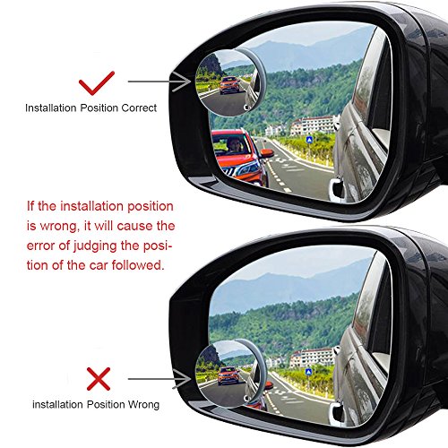 2-Pack Long Arm HD Glass Convex Wide Angle Rear View Universal Fit Lens Zone Tech Adjustable Round Blind Spot Mirror 
