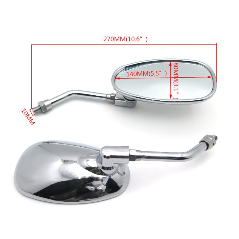 Chrome Motorcycle Racing Mirrors 10mm Reverse For Road Star V Left And Right Pair Mt394-r-cd