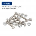 Uxcell M6x35mm T Slot Drop-in Bolt And M6 Hexagon Flange Nut Set 8 Sets Hammer Head-bolt T Shape Stud Sliding Screw For 30