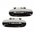 Buick Rainier 2004 2005 2006 2007 Exterior Door Handle Driver And Passenger Side Pair Rear Smooth Black Bezel With Chrome Lever 