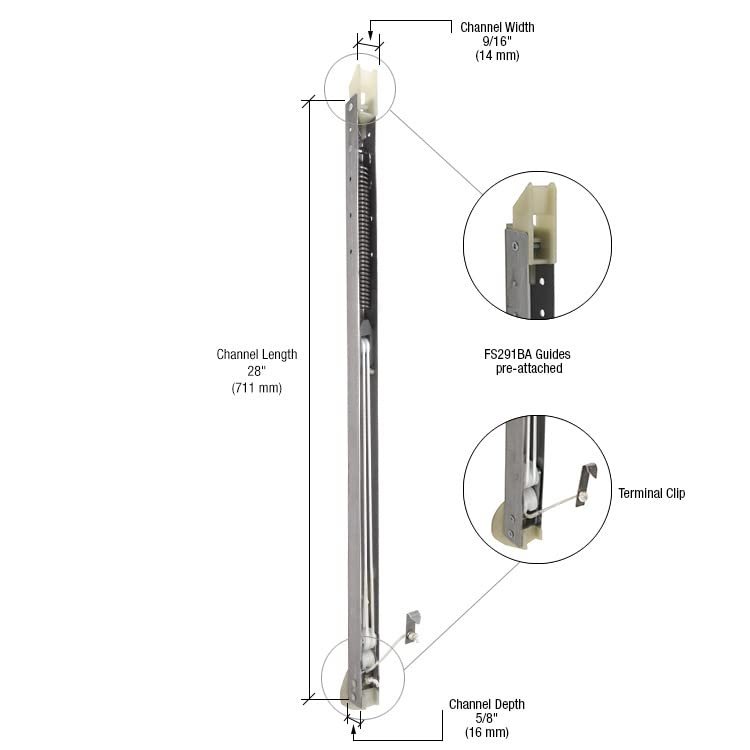 Fa2730g Window Channel Balance With Fs291ba Guides Attached 28 In Length Metal Construction Beige Finish