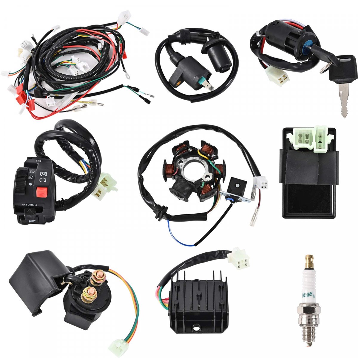 Complete Wiring Harness Kit With Full Copper Wire Stator Cdi Regulator Ignition Switch For Gy6 125cc 150cc 4 Stroke Pit Bike
