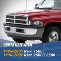 Auto Dynasty 4pcs Sequential Dual L-led Drl Switchback Headlights Assembly Compatible With Dodge Ram 1500 2500 3500 1994-2002