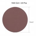 20pcs 3 Inch Hook And Loop Sanding Disc 1500 Grits Flocking Sandpaper For Random Orbit Sander Brown