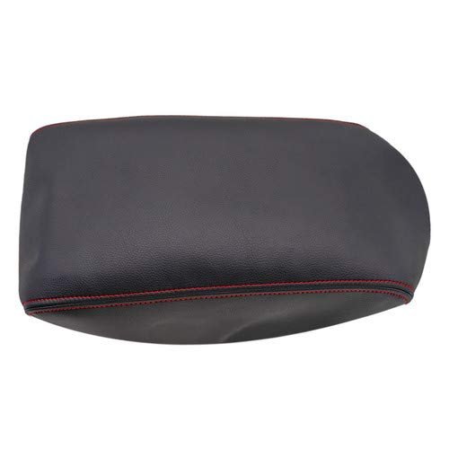 Toyota Camry 2012-2017 Black Leather Center Console Armrest Cover Red Stitch
