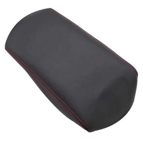 Toyota Camry 2012-2017 Black Leather Center Console Armrest Cover Red Stitch