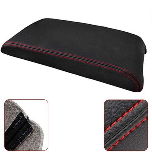 Toyota Camry 2012-2017 Black Leather Center Console Armrest Cover Red Stitch