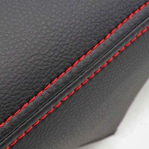 Toyota Camry 2012-2017 Black Leather Center Console Armrest Cover Red Stitch