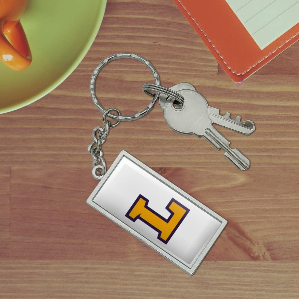 Lipscomb University Primary Logo Rectangle Keychain Chrome Plated Metal With Resin Top 2in X 1in