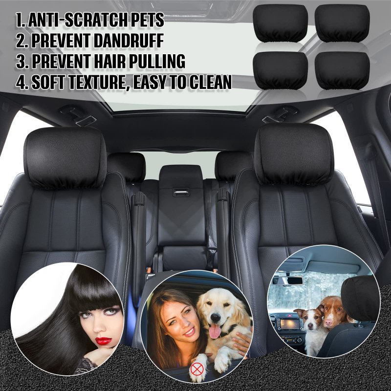 Tallew 8 Pack Universal Car Headrest Cover Seat Head Rest Protector Decor Interior Vehicle Accessories Functional For Truck