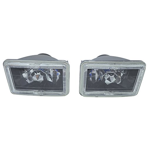 Headlights For Any Models With 4x6 Square H4 Headlight Lamp Halo Halogen Bulb Clear Lens By Ikon Motorsports