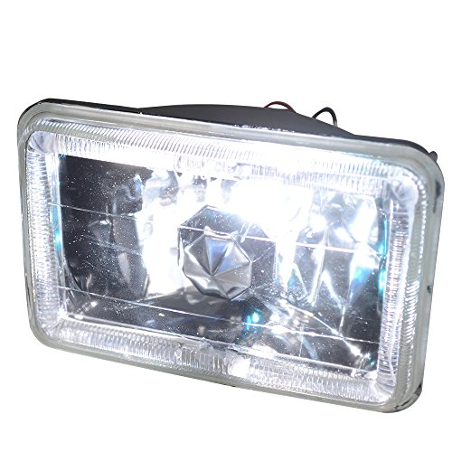 Headlights For Any Models With 4x6 Square H4 Headlight Lamp Halo Halogen Bulb Clear Lens By Ikon Motorsports
