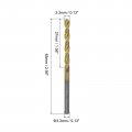 Uxcell High Speed Steel Straight Shank Twist Drill Bit Fully Ground Titanium Coated 3 3mm Diameter 34mm Total Length 12mm 4 Pcs
