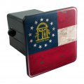 Rustic Distressed Georgia State Flag Tow Trailer Hitch Cover Plug Insert
