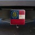 Rustic Distressed Georgia State Flag Tow Trailer Hitch Cover Plug Insert