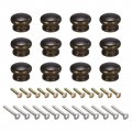 Round Wood Knobs 12pcs 33x23mm Pull Handles For Drawer With Screws Black Walnut 
