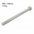 Uxcell M8x100mm Hex Bolts 304 Stainless Steel Hexagon Screw Bolt 5pcs