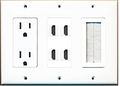 Riteav 3 Gang 15a Power Outlet Mesh-brush 4 Hdmi Wall Plate White 