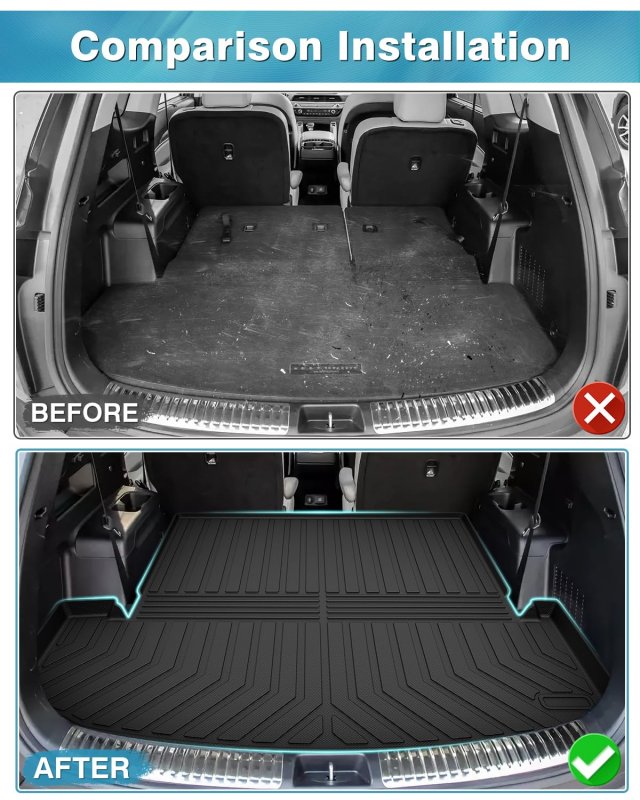 Mixsuper Cargo Liner For 2020-2024 Kia Telluride Behind The 2nd Row Seats All Weather Trunk Accessories Rear Mat Black
