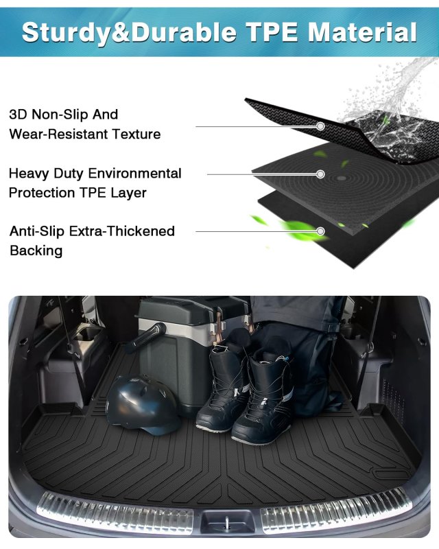 Mixsuper Cargo Liner For 2020-2024 Kia Telluride Behind The 2nd Row Seats All Weather Trunk Accessories Rear Mat Black