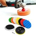 Qillu 10 Pcs Sponge Polishing Buffing Waxing Pad Kit For Car Polisher Buffer With Drill Adapter4inch