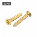 Uxcell Brass Wood Screws M5x30mm Phillips Flat Head Self Tapping Connector For Door Hinges Wooden Furniture Home Appliances