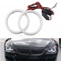 White 90mm Car Led Angel Eyes Halo Rings Cob Circle Ring Light Lamp With Housing 12v 24v 1 Pair For Fog Lights And Daytime 