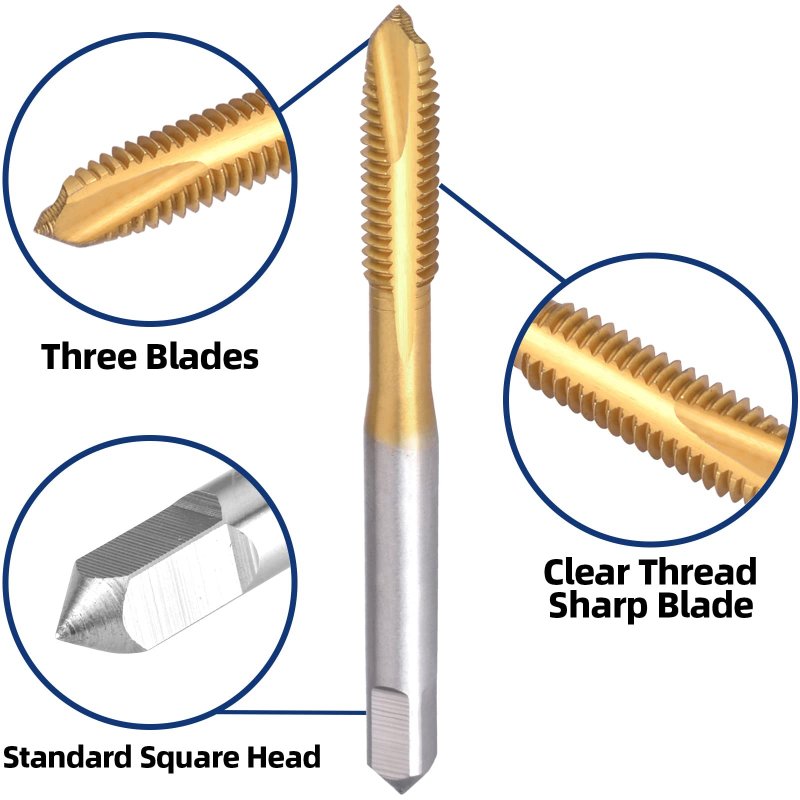 Burkit 2pcs No 8-32 Un Spiral Point Tap Hss Titanium Coating Plug Threading 8 X 32
