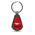 Ford Mustang 5 0 Red Dome Dark Gunmetal Metal Teardrop Premium Key Chain Keychain Officially Licensed In The Usa 