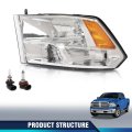 Headlight Assembly Front Headlamp Driver Left Side W Bulbs For Dodge Ram 1500 2500 3500 2009-2018 Factory Style Only Quad